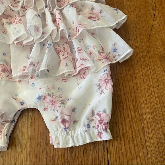 Edgehill Collection Victoria Roses Ruffle Baby Girl One Piece - Picture 3 of 6